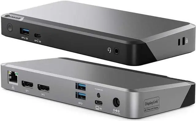 Main image of ALOGIC DX2 Dual 4K Universal Docking Station with Up to 100W Power Delivery, 2 DisplayPort, USB-C 10Gbps, 3 USB-A, Gigabit Ethernet & Audio for Windows, Mac & ChromeOS