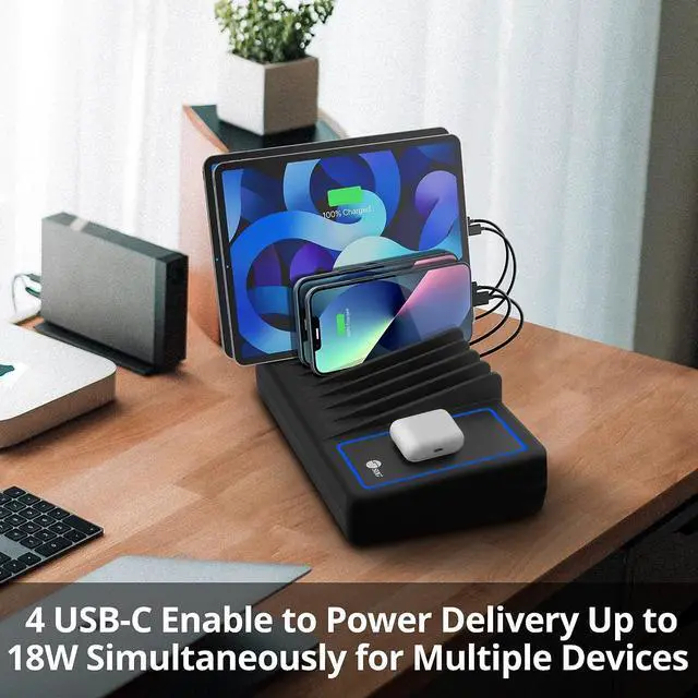Alt view image 3 of 7 - SIIG 10 Ports 150W Charging Station and Thunderbolt 3 Dual 4K Docking Station