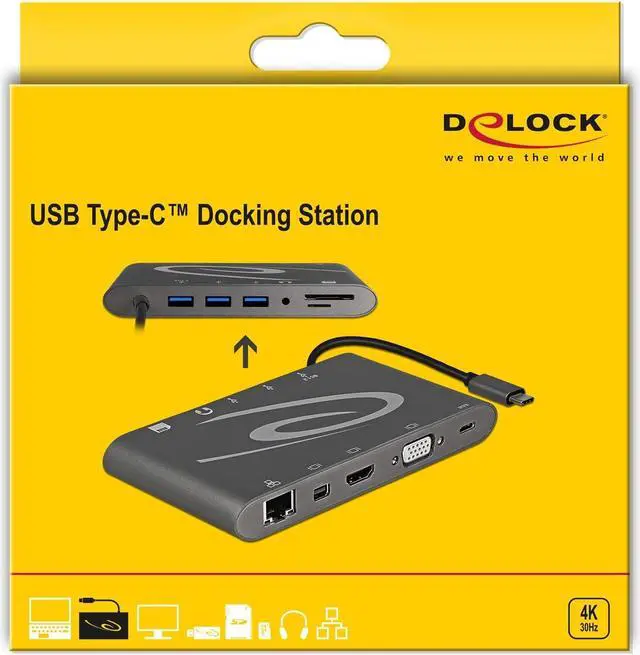 Alt view image 5 of 5 - USB Type-C 3.1 Docking Station 4K 30 Hz Dark Grey