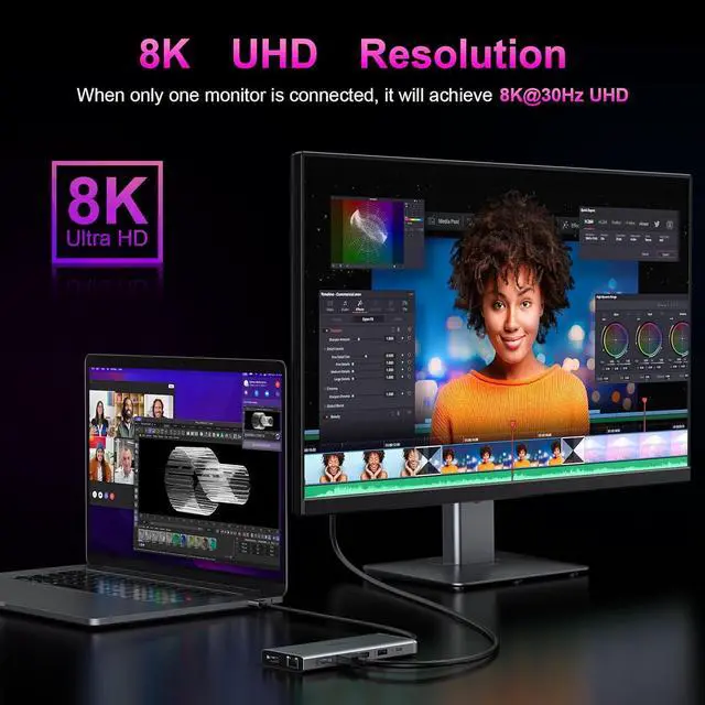 Alt view image 7 of 7 - USB C to Dual HDMI Adapter, USB Type C to Dual Monitor HDMI Adapter, USB C Adapter 2 HDMI USB C Hub 4K@60Hz for Laptop HP/Dell/Surface/Lenovo/Thinkpad/Chromebook/MacBook