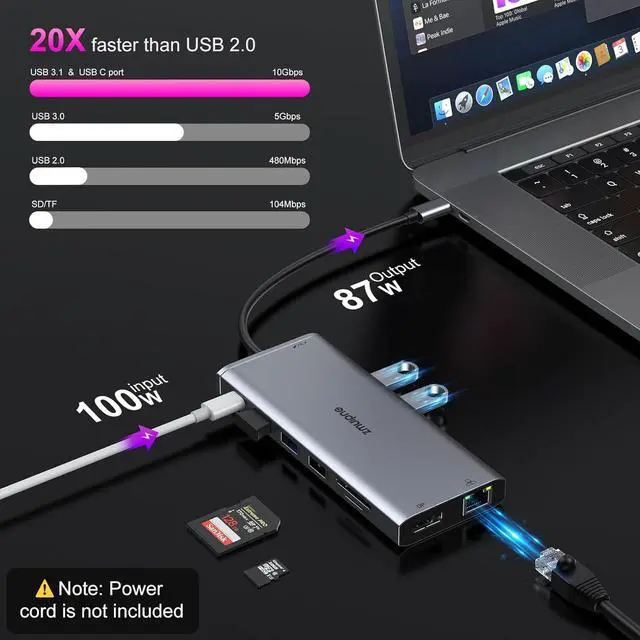 Alt view image 6 of 7 - USB C to Dual HDMI Adapter, USB Type C to Dual Monitor HDMI Adapter, USB C Adapter 2 HDMI USB C Hub 4K@60Hz for Laptop HP/Dell/Surface/Lenovo/Thinkpad/Chromebook/MacBook