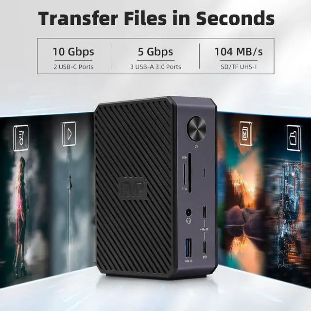 Alt view image 5 of 7 - RVP+ USB C Docking Station 3 Monitors, 14-in-1, 10Gbps USB-C, 5Gbps USB 3.0, 85W Laptop-Charging, PD 18W, Triple Display-4K HDMI Dual Monitors & DisplayPort, Gigabit Ethernet, Audio, TF/SD 3.0(RVP-G8)