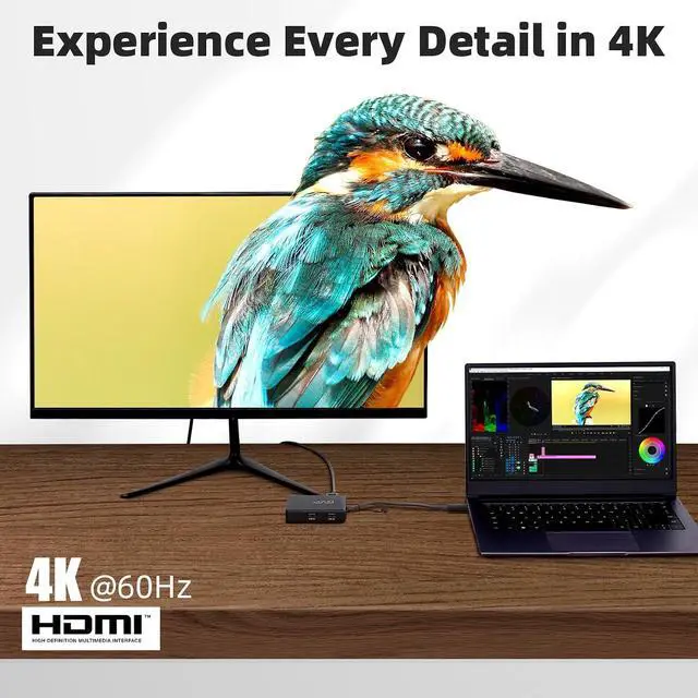 Alt view image 3 of 7 - RVP+ USB C Docking Station Dual Monitor, 6-in-1, 100W Laptop-Charging, DisplayPort Multi-Stream Transport (MST), Ethernet, Compatible with Thunderbolt 3 Laptop (RVP-601)