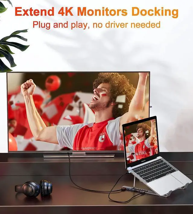 Alt view image 2 of 7 - USB C Laptop Docking Station Stand, USB C Dock Tablet Stand, 7 in 1 USB C Hub with 4K HDMI, 2 USB 3.1, PD 100W, Universal Docking Station for MacBook Pro/Air//HP/Surface/Lenovo, Plug and Play