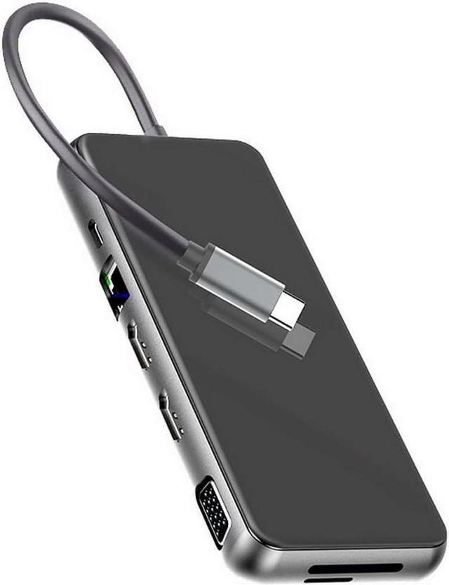 Main image of USB C Laptop Docking Station Dual Monitor, 12 in 1 USB-C Triple Display Docking Station to Dual 4K HDMI+VGA Port+3 USB3.0+USB C 3.0+SD/TF+PD 100W+Ethernet+3.5mm Audio for Windows and Mac Laptops
