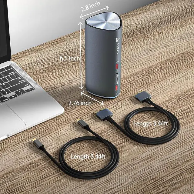Alt view image 6 of 6 - Aitek MacBook M1/M2 Docking Station: 15-in-2 for Dual USB C MacBook Pro/Air Multiple Laptop Dock with Triple Display 2 * 4K HDMI One VGA Monitor Multi USB A/C 3.2 10Gbps Ports PD 100W