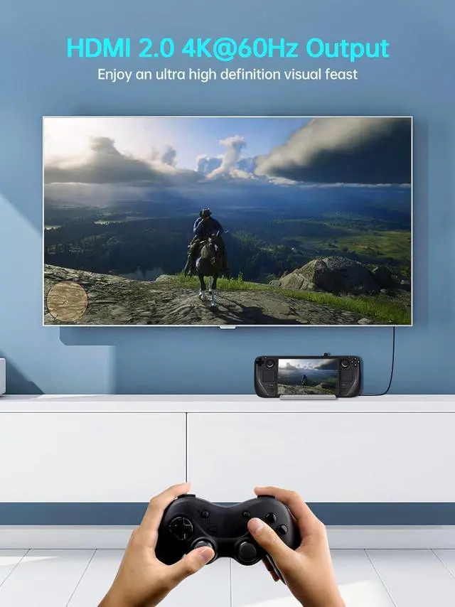 Alt view image 6 of 7 - Docking Station for Steam Deck,V VCOM 7-in-1 Steam Deck Dock ROG Ally with HDMI 4K@60Hz,DisplayPort,Gigabit Ethernet,3 USB-A 3.0 and USB-C Charging Port Compatible with Steam Deck