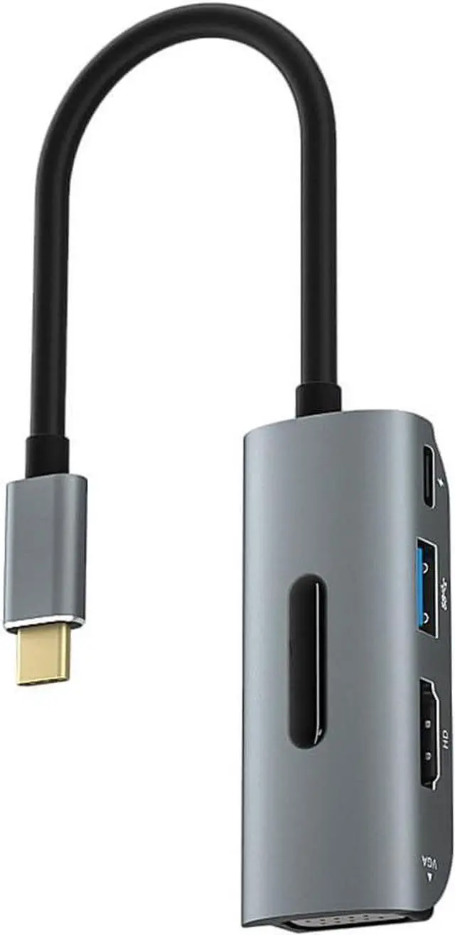 Alt view image 7 of 7 - Replacement 4 in 1 USBC to HDMI VGA USB3.0 PD Docking Station 1 in 4 Out Compatible Computer Host Phone Laptop Mac TYPEC External HDMI Monitor TV Projector Cable Splitter Hub 4K30HZ