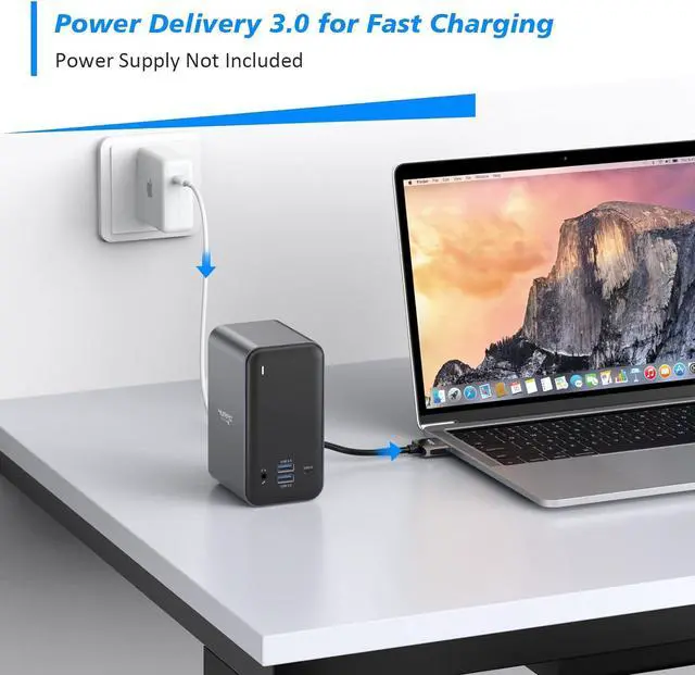 Alt view image 4 of 7 - 4URPC MacBook Pro Docking Station Dual Monitor HDMI 4K, 14-IN-2 USB C Triple Display Laptop Docking Station for MacBook Pro Air - 2x 4K HDMI, 6xUSB, SD TF Reader, RJ45 Ethernet, 3.5mm Audio/Mic, PD3.0