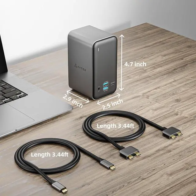 Alt view image 5 of 5 - Aitek USB C Docking Station: 13-in-2 MacBook Pro/Air Laptop Dock with Triple 4K@60Hz Display Dual HDMI One DP Monitor RJ45 Ethernet 3.5mm Audio Multi USB A/C Ports 3.0 PD 100W Charging
