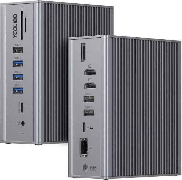 Main image of 16 in 1 and 16 in 1 Docking Station, Triple Display with 4K@60Hz DP, HDMI, LAN, 3.5mm Audio&Mic, SD&TF Card Reader, 60W PD