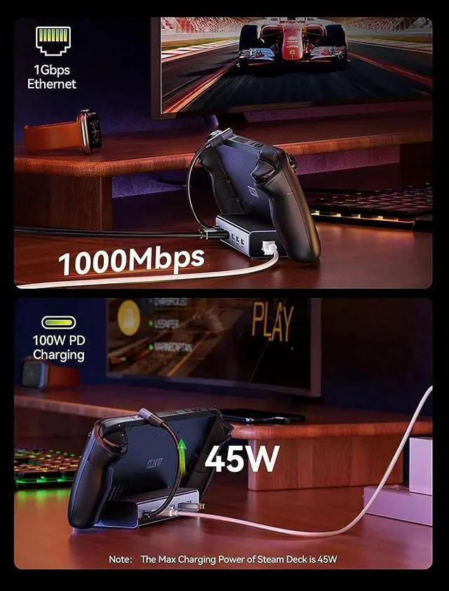 Alt view image 6 of 7 - Docking Station, 6-in-1 Notebook Docking Station, Docking Station with 2.0 High-Definition Output, Multifunctional Dual Monitor Docking Station, Laptop Docking Station for Laptops