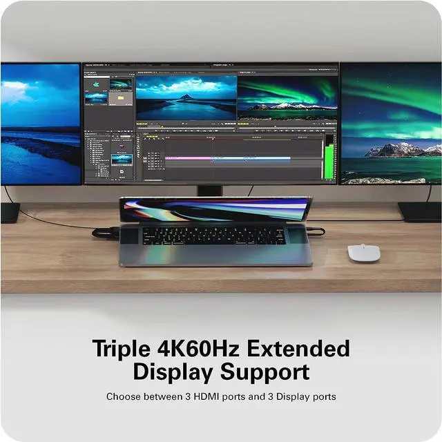 Alt view image 2 of 7 - HyperDrive 4K Multi-Display Docking Station for 13-16 MacBooks - USB C Docking Station w/ 15 Ports, Ergonomic, Driverless Setup