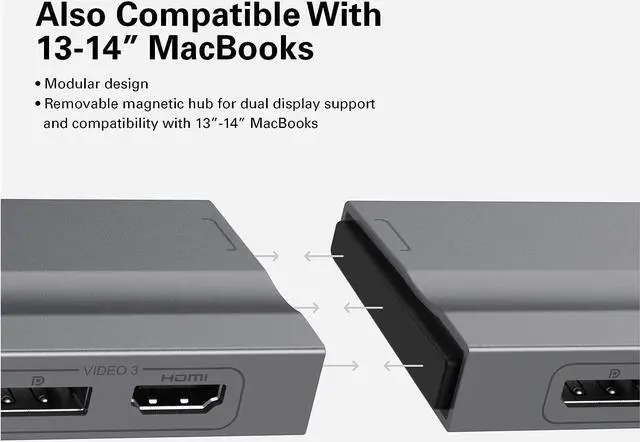Alt view image 6 of 7 - HyperDrive 4K Multi-Display Docking Station for 13-16 MacBooks - USB C Docking Station w/ 15 Ports, Ergonomic, Driverless Setup