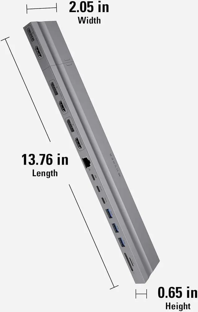 Alt view image 4 of 7 - HyperDrive 4K Multi-Display Docking Station for 13-16 MacBooks - USB C Docking Station w/ 15 Ports, Ergonomic, Driverless Setup