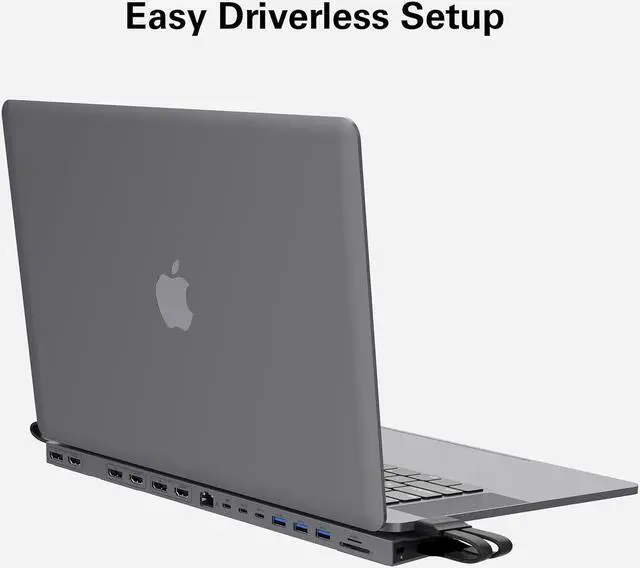 Alt view image 7 of 7 - HyperDrive 4K Multi-Display Docking Station for 13-16 MacBooks - USB C Docking Station w/ 15 Ports, Ergonomic, Driverless Setup