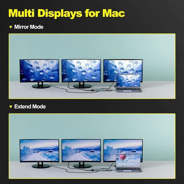 Alt view image 4 of 7 - USB C Docking Station Dual Monitor Display Port Splitter, 4in1 USB-C to Dual DisplayPort Hub HDMI VGA Multiport Adapter 4K