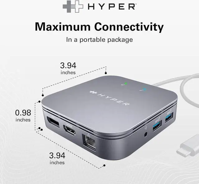 Alt view image 4 of 7 - HyperDrive USB-C & Thunderbolt 4 Dual Monitor Dock - 4K60Hz HDMI Thunderbolt Docking Station -7-in-1 Dock - Slim, Portable, Powerful