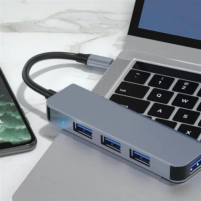 Alt view image 3 of 5 - Four-in- Docking Station Typec for Cell Phone Laptop Extender 3.0 Interface Docking Station