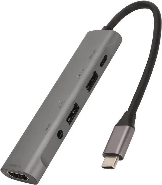 Alt view image 2 of 7 - USB C Hub 5 in 1 Multiport Adapter with 4K HD Output, PD Fast Charging, USB3.0, 3.5mm Sound for Pro, Other Type C Devices
