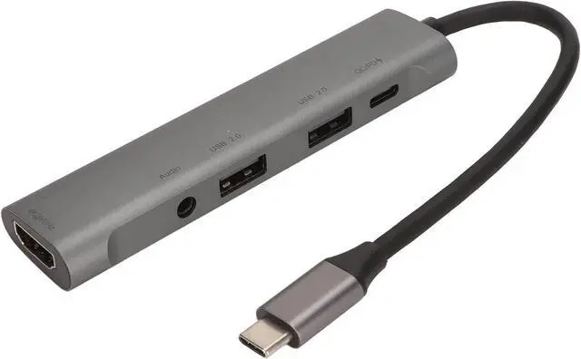 Main image of USB C Hub 5 in 1 Multiport Adapter with 4K HD Output, PD Fast Charging, USB3.0, 3.5mm Sound for Pro, Other Type C Devices