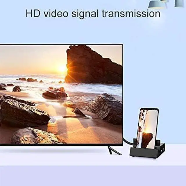 Alt view image 7 of 7 - HUB Adapter V105 USB-C/Type-C to USB 2.0 x 3 + USB-C/Type-C + HDMI + Audio Port + SD/TF Card Reader Multi-Function Phone Stand HUB Docking Station