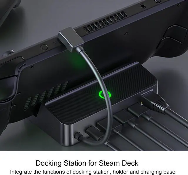 Alt view image 2 of 7 - for Steam Deck for ROG Ally Docking Station, 5 in 1 for Steam Deck Dock with HDMI 4K at 60Hz, USB C 100W PD Fast Charging, USB2.0 x2, Gigabit Ethernet