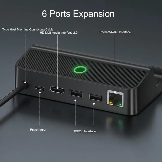 Alt view image 6 of 7 - for Steam Deck for ROG Ally Docking Station, 5 in 1 for Steam Deck Dock with HDMI 4K at 60Hz, USB C 100W PD Fast Charging, USB2.0 x2, Gigabit Ethernet