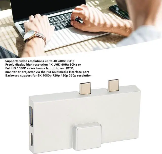 Alt view image 4 of 7 - Dual USB C Expansion Hub: Professional 7 Ports Plug and Play 5Gbps Data Transfer USB C Hub Multiport Adapter, Compatible with Surface Pro 8 9 X Accessories