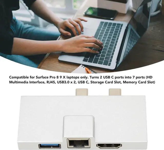 Alt view image 3 of 7 - Dual USB C Expansion Hub: Professional 7 Ports Plug and Play 5Gbps Data Transfer USB C Hub Multiport Adapter, Compatible with Surface Pro 8 9 X Accessories