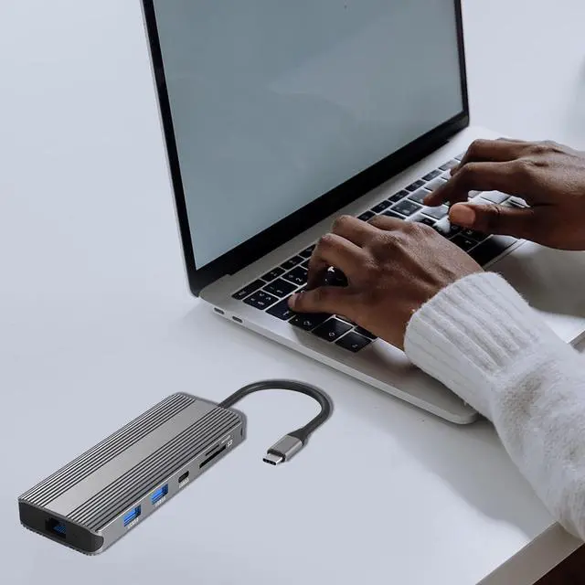 Alt view image 4 of 7 - 10-in-1 TypeC Docking Station PD100W USB HUB USB3.0 2xHDMI-Compatible Rj45 1000M for Notebook Multi-Function for 2 HDTV 10 in 1 TypeC USB HUB to HDMI2.1 HDMI2.0 HDTV Rj45 1000M PD100W Reader