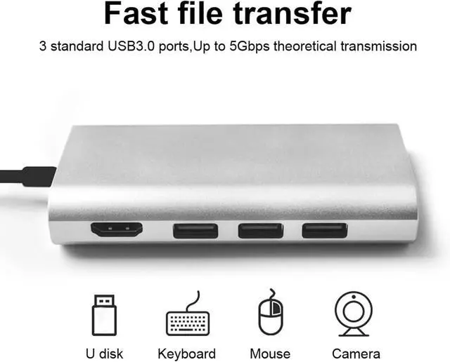 Alt view image 6 of 7 - 8 in 1 Multi Function USB C Docking Station with, USB3.0, Gigabit Ethernet, for Stable and 4K x 2K Resolution