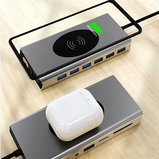 Alt view image 2 of 4 - 5 in 1 Type-c Docking Station Hub Hub USB3.0/RJ45 Gigabit/Wireless Charging Docking Station
