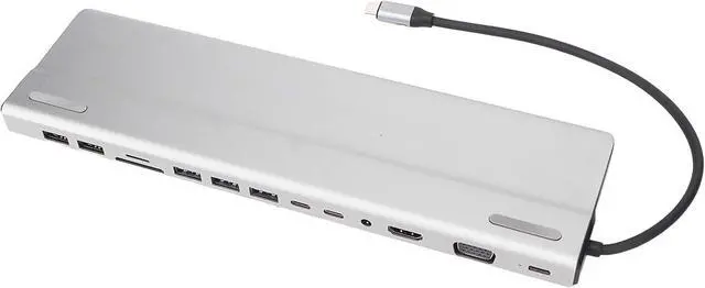 Alt view image 5 of 7 - 14 in 1 Docking Station, Type C to Multiple Ports Including 3USB3.0, 2USB2.0, PD, Storage Memory Cards, VGA, RJ45, AUDIO3.5, 2USB C Outstanding for All Type C Computers,