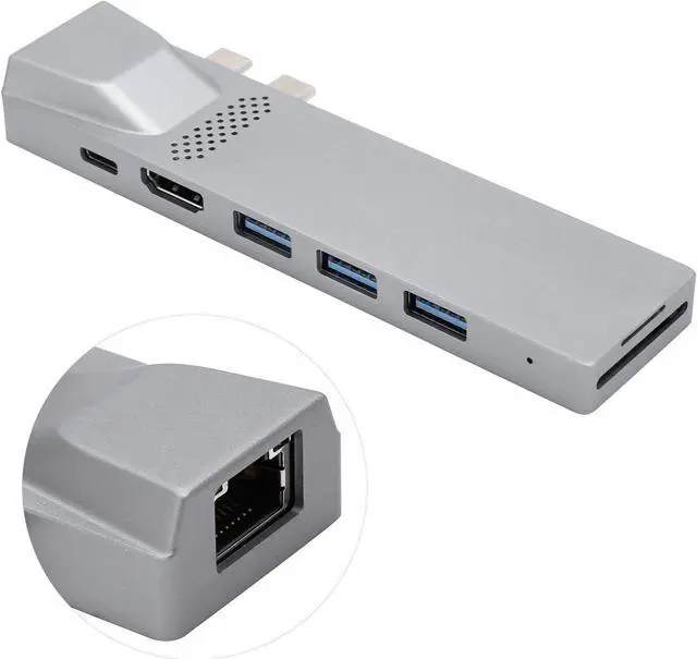 Alt view image 2 of 7 - EBTOOLS 8 Port USB 3.0 Hub, Ultra Slim Data USB Hub with 4K Output, 3 .0 Ports, SDMicro SD Card Reader for Computer Office Home
