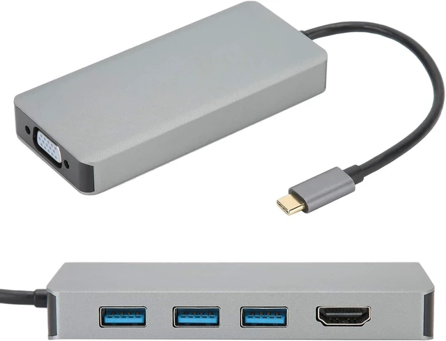 Alt view image 5 of 7 - Type C to VGA Converter USB Hub Adapter B0504, Gray Aluminum Shell, 3 USB Ports, Support 4K Resolution for Monitors Projectors