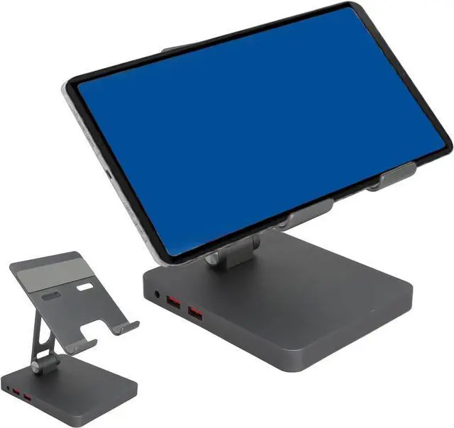 Alt view image 6 of 7 - 10 in 1 Magnetic Stand with Docking Station, Support 4K HD Screen Projection, No Latency, Multi Purpose, Plug and Play Without Drivers, Foldable Portable Aluminum Body(Grey)