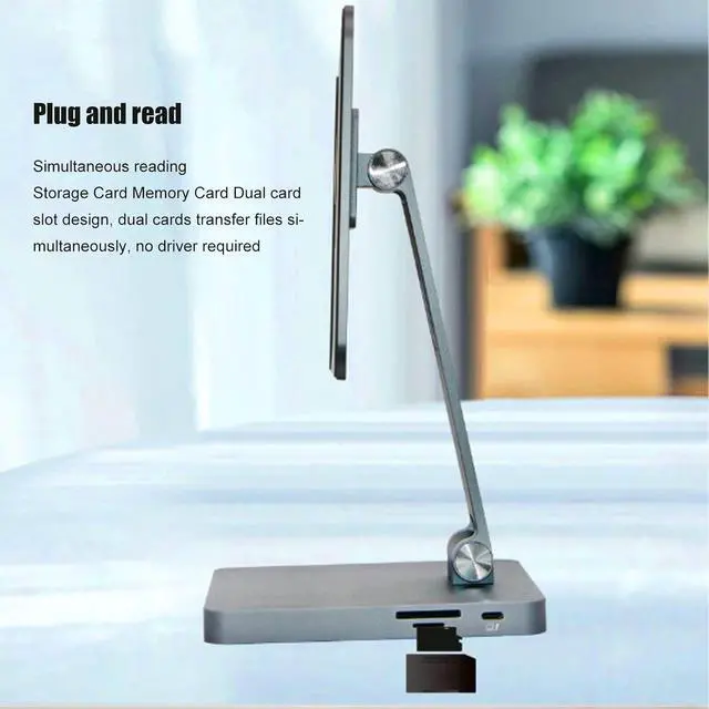 Alt view image 3 of 7 - 10 in 1 Magnetic Stand with Docking Station, Support 4K HD Screen Projection, No Latency, Multi Purpose, Plug and Play Without Drivers, Foldable Portable Aluminum Body(Grey)