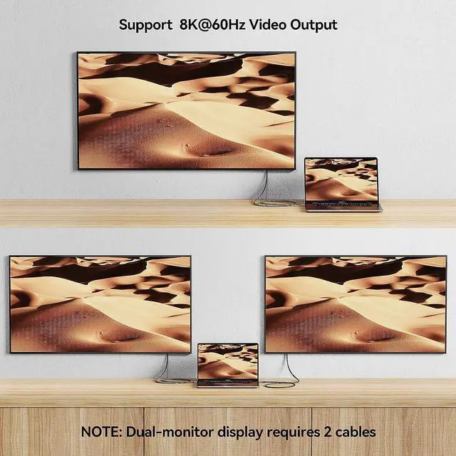 Alt view image 6 of 7 - Dispalylink Docking Station Dual Monitor & Thunderbolt 4 Cable 2.6Ft