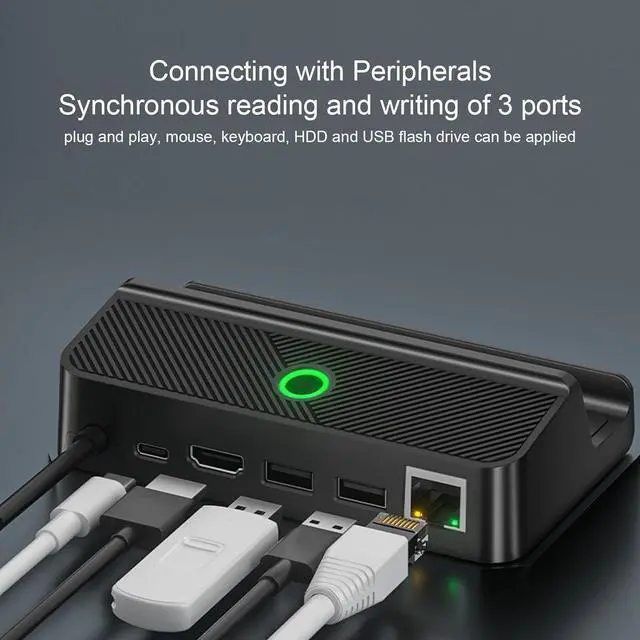 Alt view image 5 of 7 - Handheld Game Console Dock, USB C PD 100W Docking Station with RGB Light, 1000Mbps Ethernet, 4K 60Hz HD Output, Interface Expansion for Steam Deck and ROG Ally