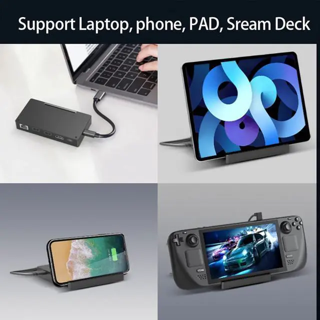 Alt view image 5 of 6 - 6-in-1 Aluminum-Alloy TypeC Hubs SSD Dock Base Docking Station 4K@60Hz NVMe & SATA-M.2Case for Console