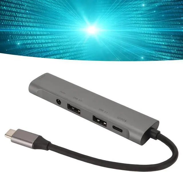 Alt view image 5 of 7 - USB C Hub 5 in 1 Multiport Adapter with 4K HD Output, PD Fast Charging, USB3.0, 3.5mm Sound for Pro, Other Type C Devices