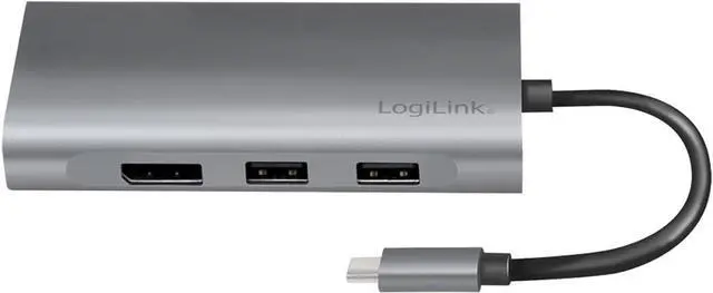 Alt view image 6 of 7 - UA0382 - USB 3.2 (Gen 1) Docking Station with 8 Ports and PD (Power Delivery) 100 W, 1 x USB-C (PD) / 2 x USB 3.0/2 x USB 2.0/1 x HDMI / 1 x DisplayPort / 1 x RJ45 / Silver