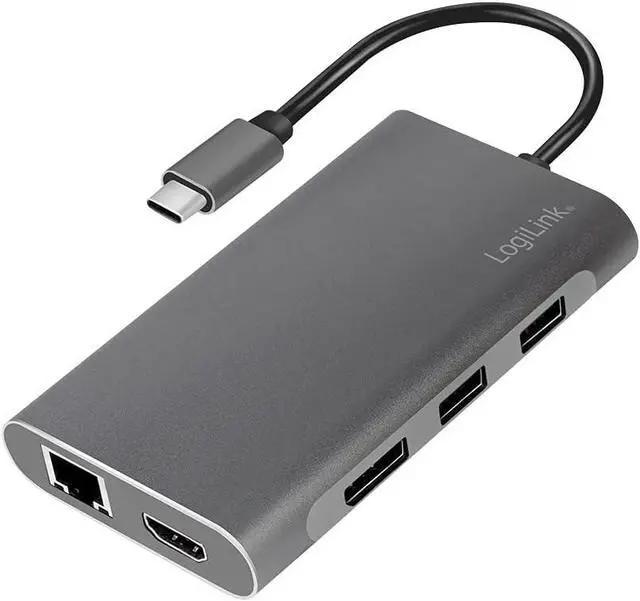 Alt view image 7 of 7 - UA0382 - USB 3.2 (Gen 1) Docking Station with 8 Ports and PD (Power Delivery) 100 W, 1 x USB-C (PD) / 2 x USB 3.0/2 x USB 2.0/1 x HDMI / 1 x DisplayPort / 1 x RJ45 / Silver