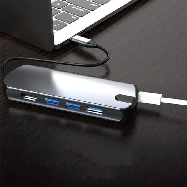 Alt view image 4 of 7 - USB C Hub 8-in-1 Docking Station USB C Adapter with 4K HDMI USB-C Power Delivery 3.5mm Audio 3 USB 3.0 Ports Support SD TF Card Reader Compatible