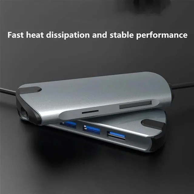 Alt view image 6 of 7 - USB C Hub 8-in-1 Docking Station USB C Adapter with 4K HDMI USB-C Power Delivery 3.5mm Audio 3 USB 3.0 Ports Support SD TF Card Reader Compatible