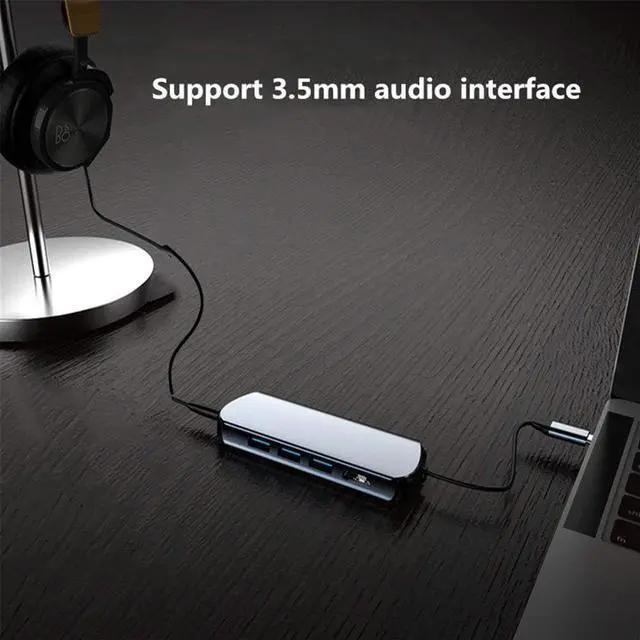 Alt view image 5 of 7 - USB C Hub 8-in-1 Docking Station USB C Adapter with 4K HDMI USB-C Power Delivery 3.5mm Audio 3 USB 3.0 Ports Support SD TF Card Reader Compatible