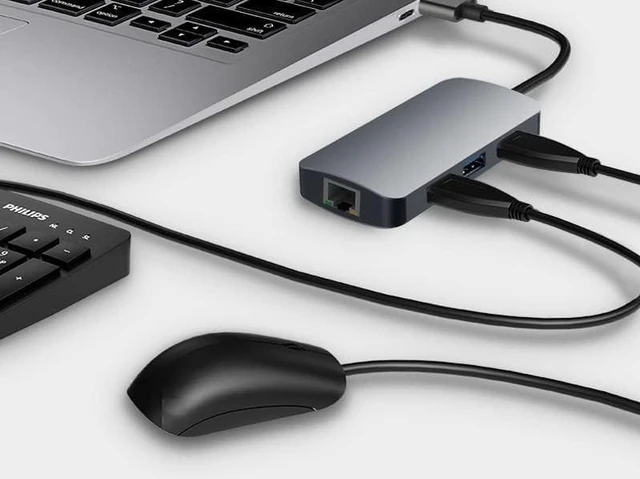 Alt view image 5 of 6 - Type-C to 100M Ethernet Port Adapter Expansion Dock