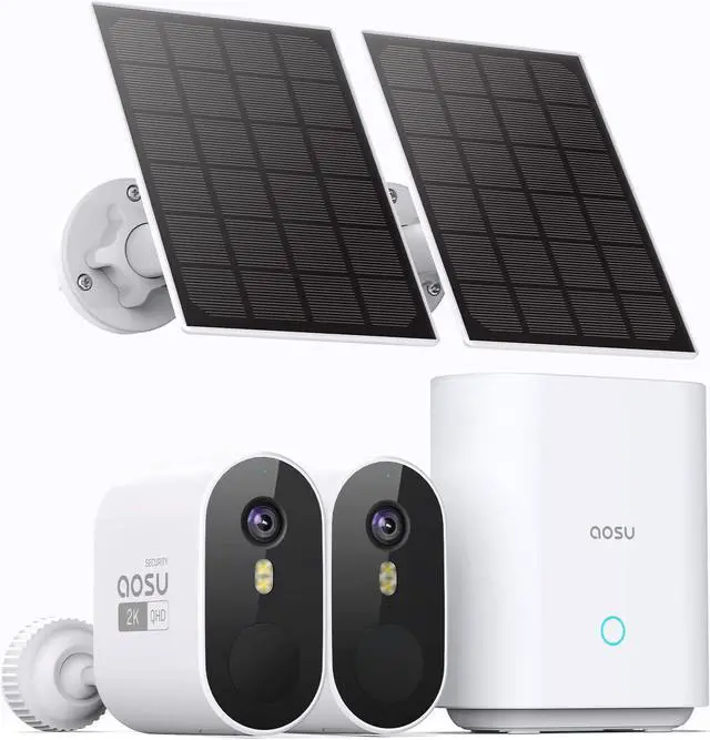 Main image of Solar Security Cameras Wireless Outdoor, No Subscription, 32GB Local Storage on Homebase, 2K, 166° View, Spotlight, Support 2.4&5G WiFi and Alexa & Google Assistant