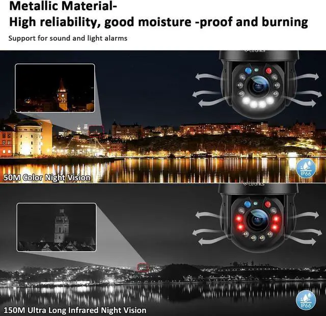 Alt view image 5 of 7 - Ctronics 5MP 30X Optical Zoom Metal Security Camera WiFi 2.4/5Ghz Outdoor with Auto Cruise & Zoom, Surveillance Cameras 492ft Night Vision,Human/Motion Detection,IP66